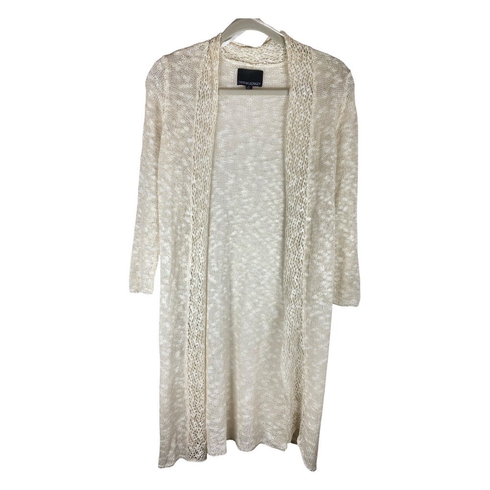 Cynthia Rowley Open Knit Duster S Cream Delicate Layering Etherial Coastal Fairy